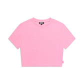 The 6PM WMNS CROPPED T-SHIRT BUBBLEGLOW is a solid pink, plain, short-sleeved cropped tee shown laid flat on a white background.