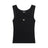 The 6PM WMNS TANKTOP BLACK is a sleeveless top with a scoop neckline and a small round metallic button at the center front, shown laid flat on a white background.