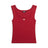 The 6PM WMNS TANKTOP CRANBERRY RED is a sleeveless top featuring a scoop neckline and a small oval metallic accent below the collar, shown laid flat on a white background.
