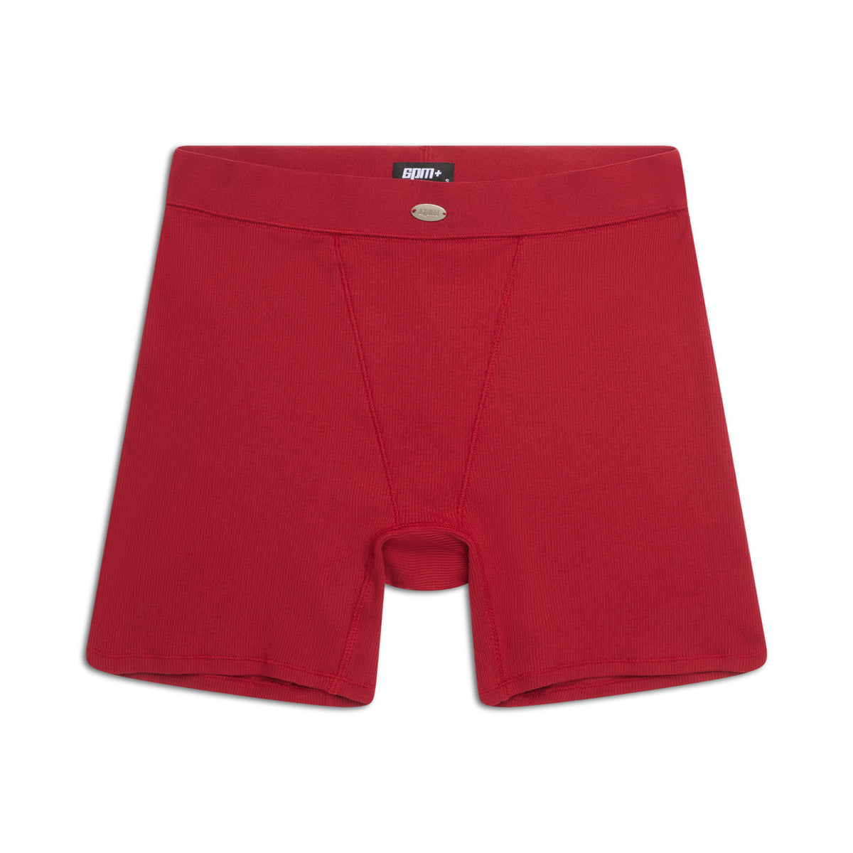 WMNS BOXER SHORTS WINE RED by 6PM, featuring a buttoned waistband, front stitching details, and a small black inner label, shown on a white background.