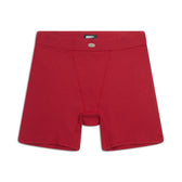 WMNS BOXER SHORTS WINE RED by 6PM, featuring a buttoned waistband, front stitching details, and a small black inner label, shown on a white background.