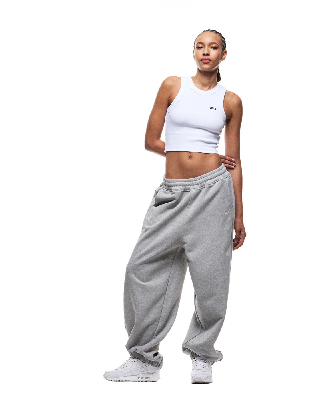 6PM+ BAGGY CUFFED JOGGER MID GREY MELANGE