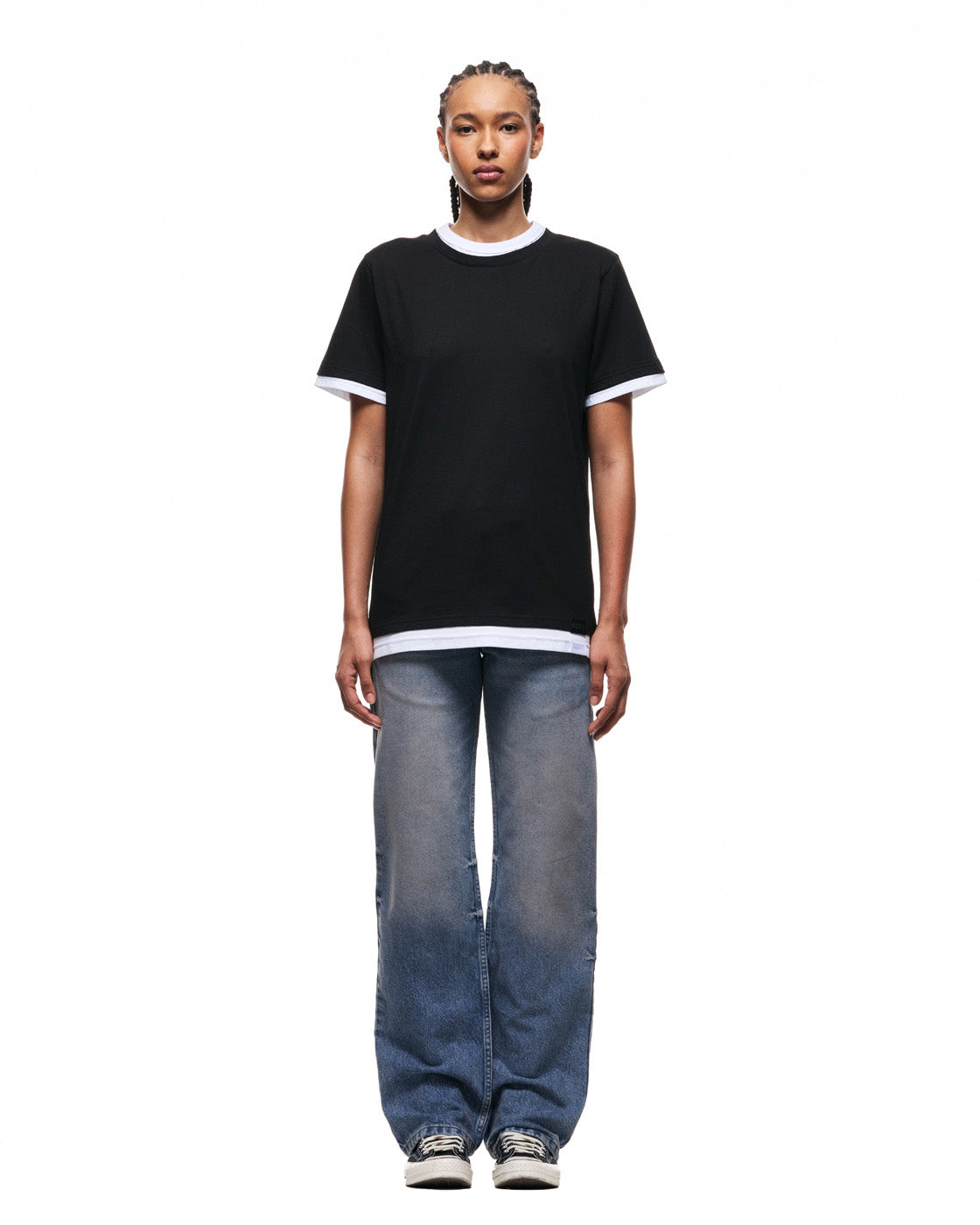 6PM+ DOUBLE LAYER T-SHIRT BLACK /WHITE