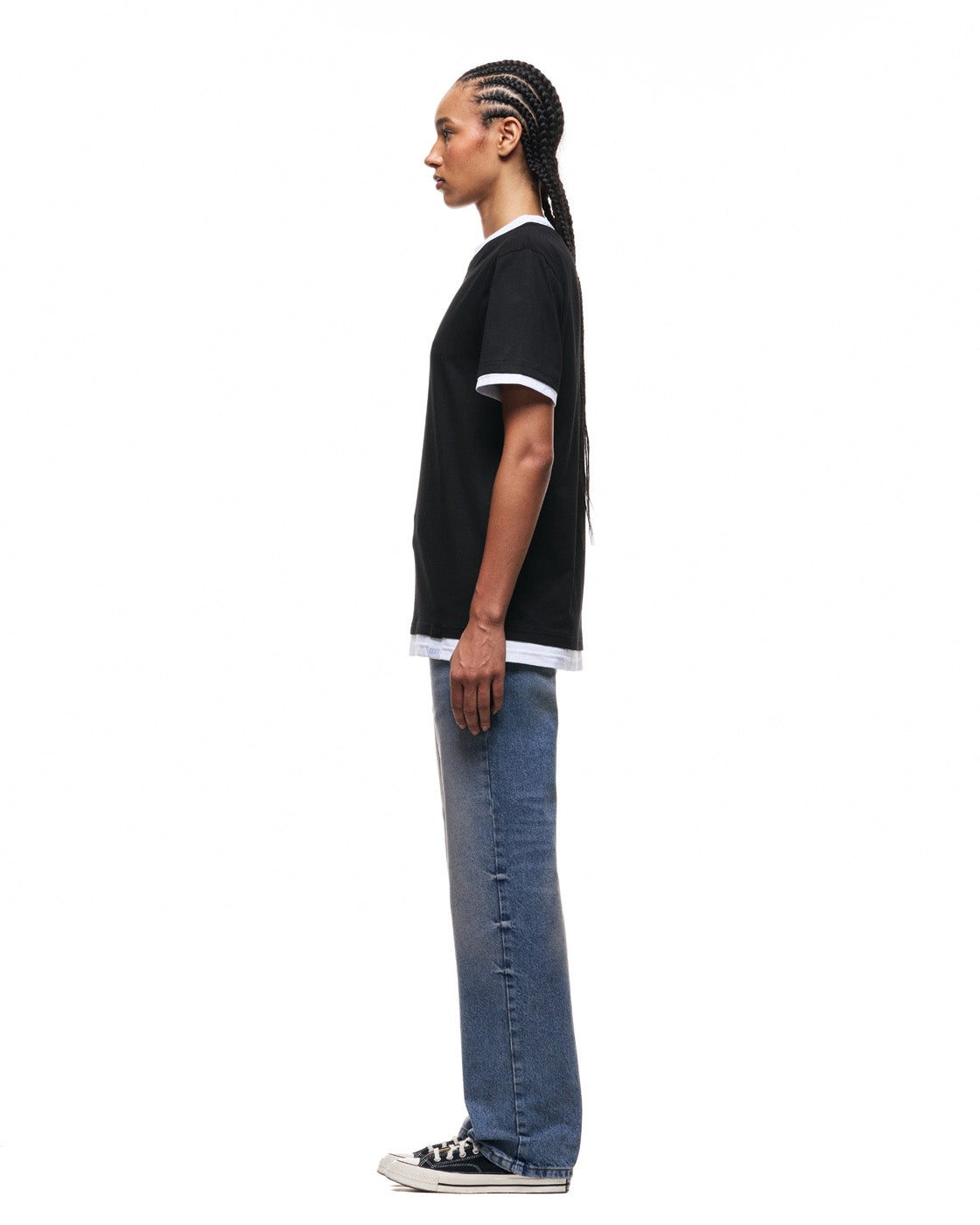 6PM+ DOUBLE LAYER T-SHIRT BLACK /WHITE