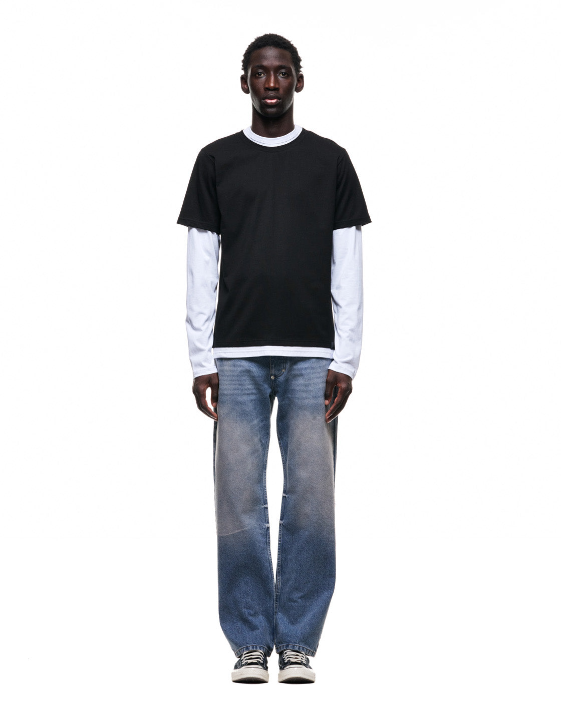 6PM+ DOUBLE LAYER LONGSLEEVE BLACK /WHITE
