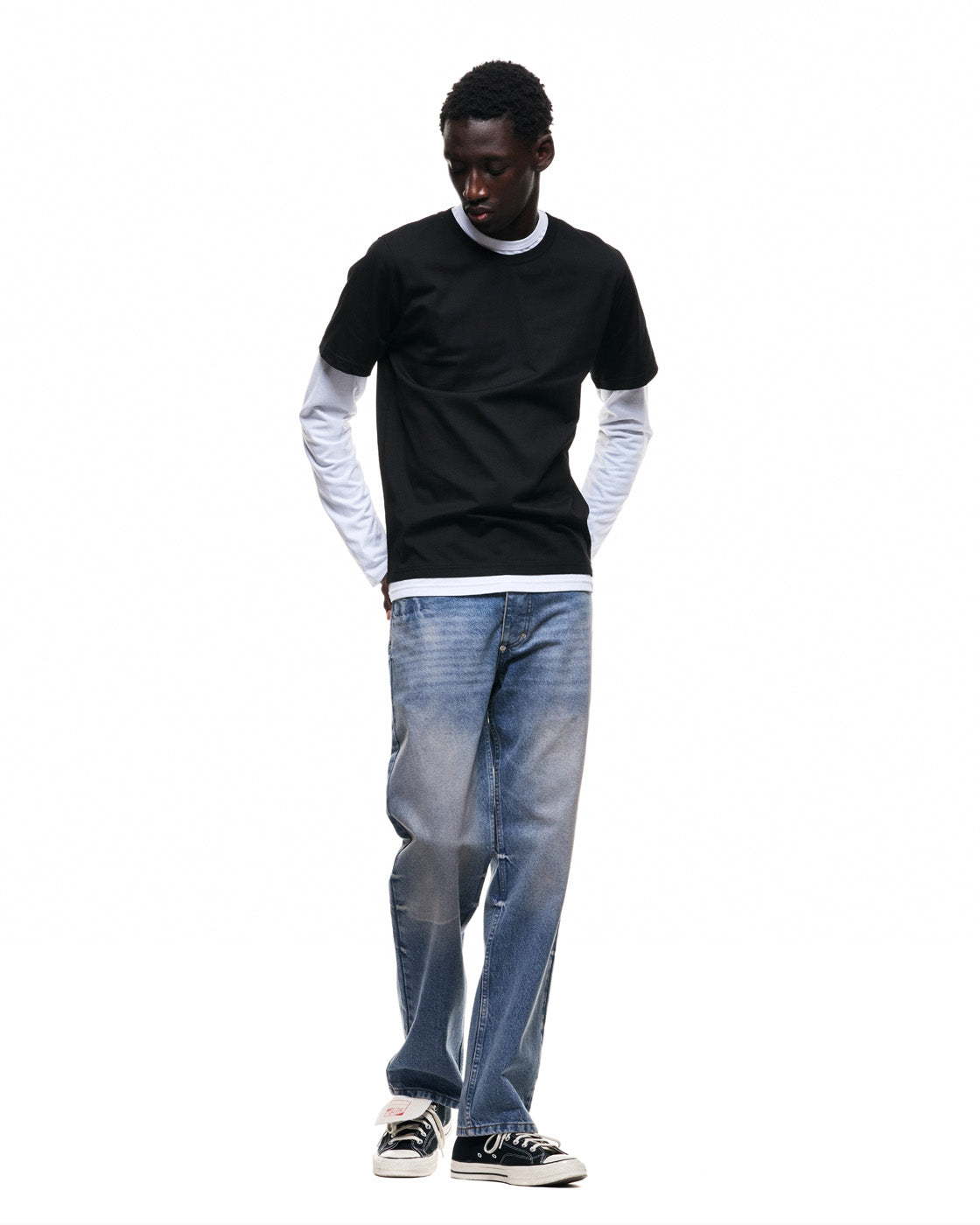 6PM+ DOUBLE LAYER LONGSLEEVE BLACK /WHITE