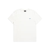 The 6PM SLIM FIT T-SHIRT COCONUT WHITE is a premium cotton, slim fit short-sleeve tee in white, featuring a small blue embroidered logo on the left chest.