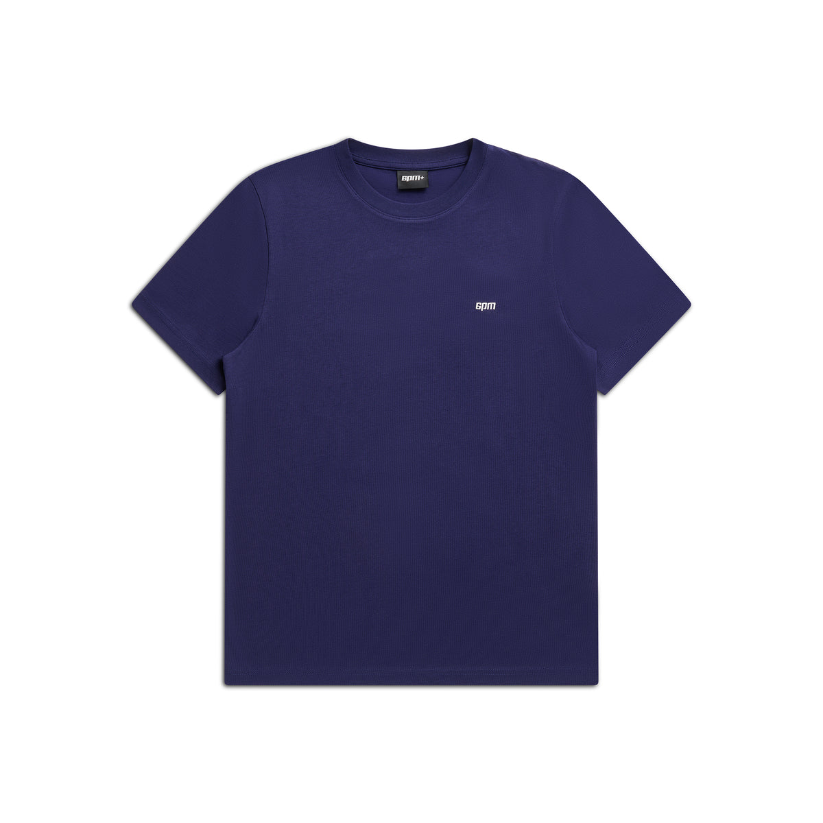 The 6PM SLIM FIT T-SHIRT ORBIT BLUE is a plain, dark blue, slim fit tee made from premium cotton with a small white logo on the left chest, shown against a white background.